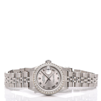 Rolex Stainless Steel 18K White Gold Diamond 26mm Oyster Perpetual Datejust Watch Silver Roman 79174 3 of 7