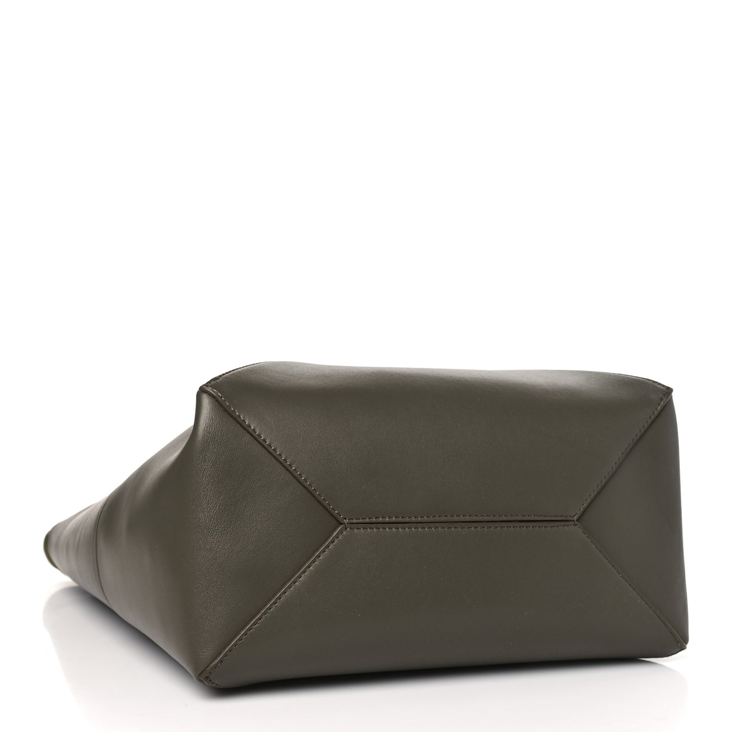 Shiny Calfskin Medium Puzzle Fold Tote Dark Khaki Green