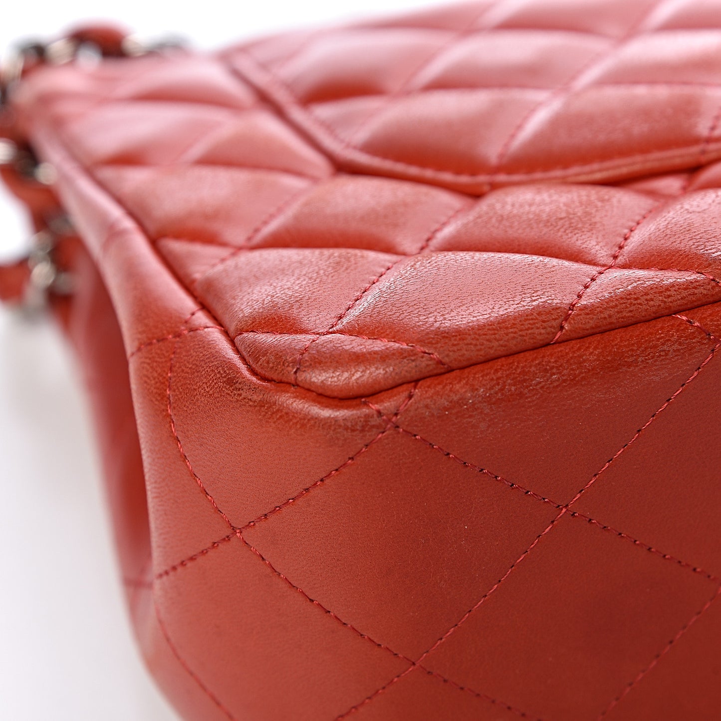 Lambskin Quilted Jumbo Double Flap Red