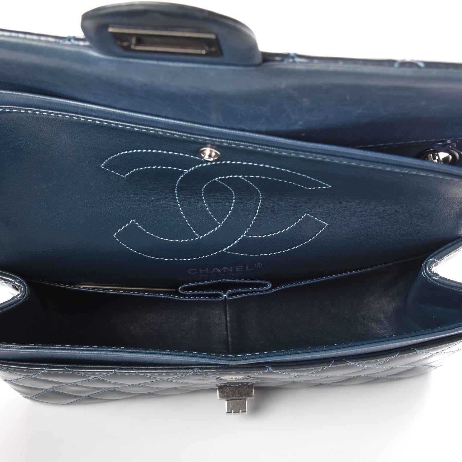 Chanel Patent Quilted 2.55 Reissue 226 Flap Blue 8 of 10