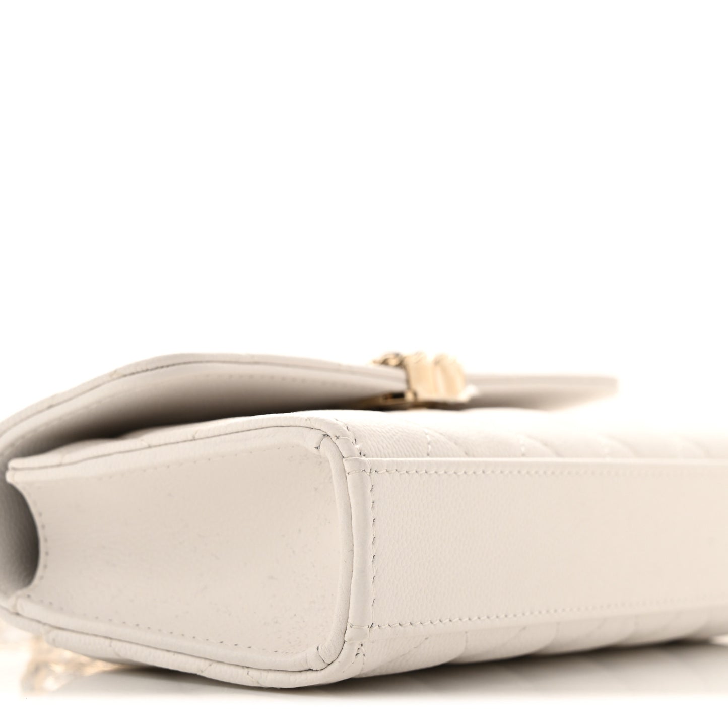 Caviar Quilted Chain Match Top Handle Phone Holder With Chain White