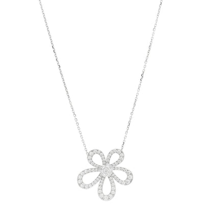 Van Cleef & Arpels 18K White Gold Diamond Flowerlace Pendant Necklace 1 of 5