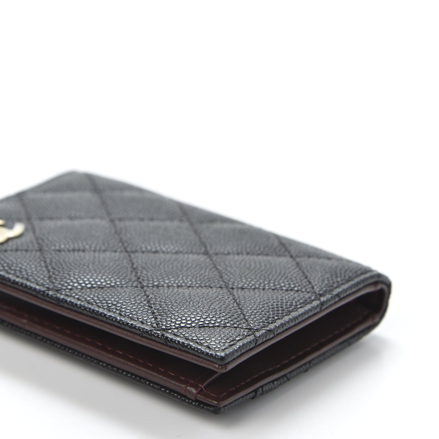 Caviar Quilted Card Holder Wallet Black