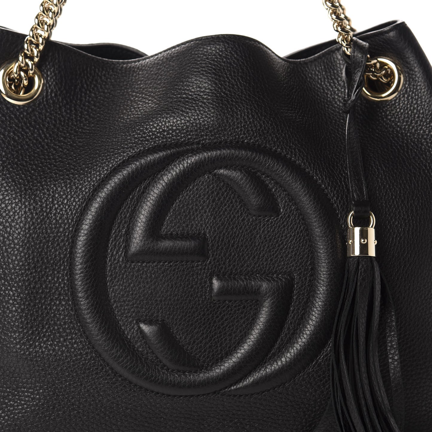 Pebbled Calfskin Medium Soho Chain Shoulder Bag Black