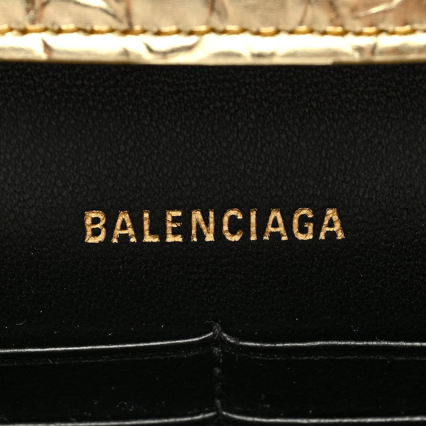 Metallic Calfskin Crocodile Embossed Hourglass Chain Bag Gold