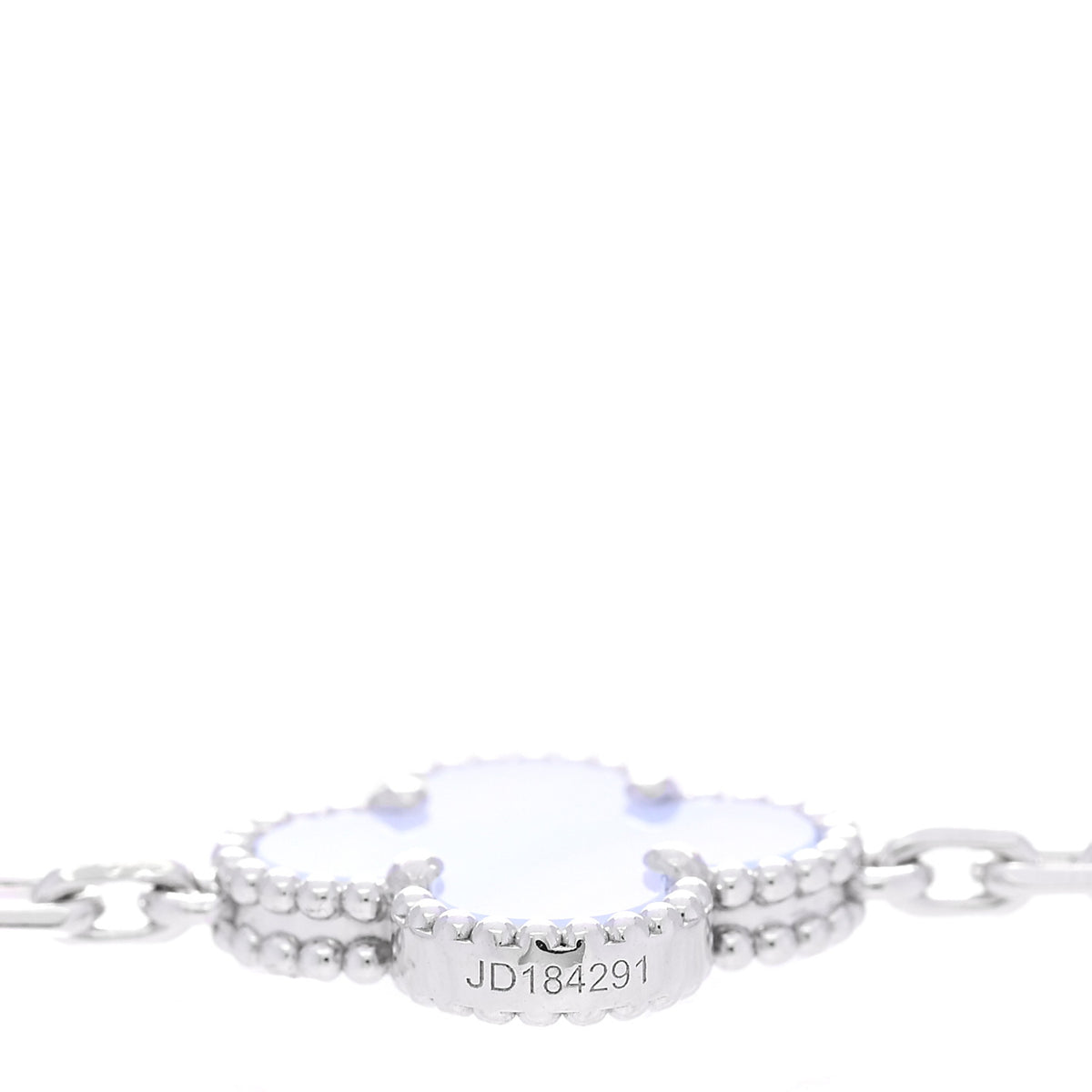 18K White Gold Chalcedony 10 Motifs Vintage Alhambra Necklace