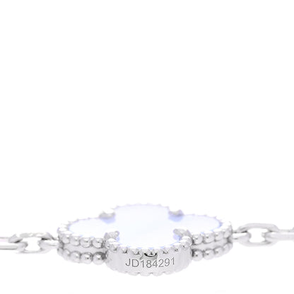 Van Cleef & Arpels 18K White Gold Chalcedony 10 Motifs Vintage Alhambra Necklace 5 of 6