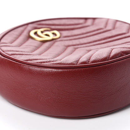 Gucci Glazed Calfskin Matelasse Heart Mini GG Marmont Round Shoulder Bag Romantic Cerise 6 of 10