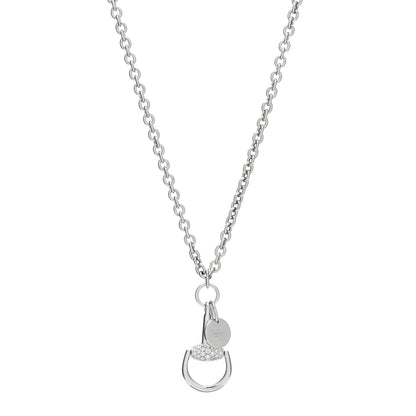 Gucci 18K White Gold Diamond Horsebit Pendant Necklace 1 of 6