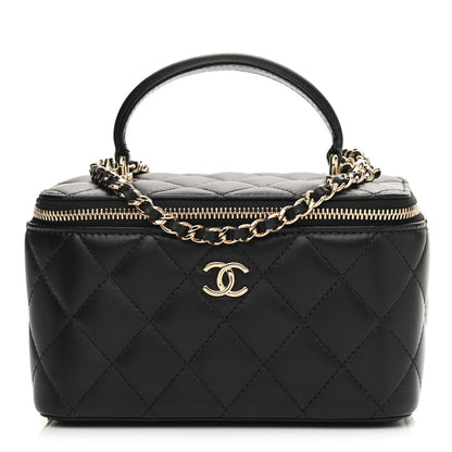 Chanel Lambskin Quilted Small Top Handle Vanity Case With Chain Black 1 of 12