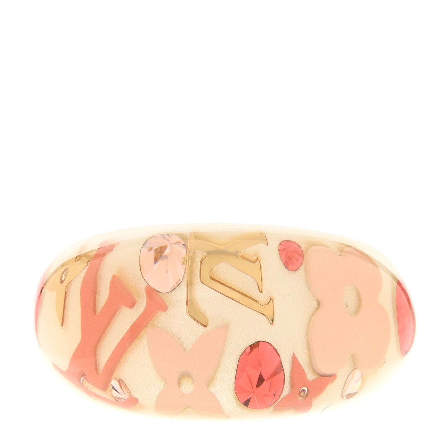 Resin Swarovski Crystal Inclusion Ring M White Pink