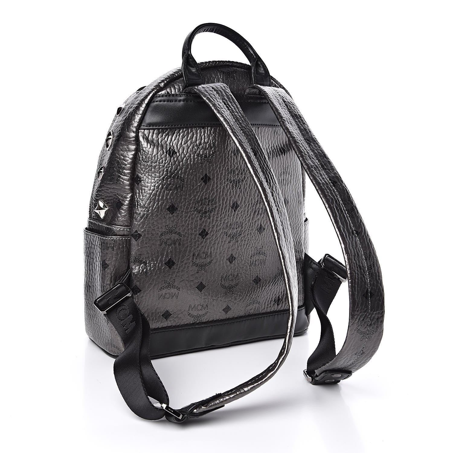 MCM Metallic Visetos Small Stark M Backpack Silver Black 3 of 10