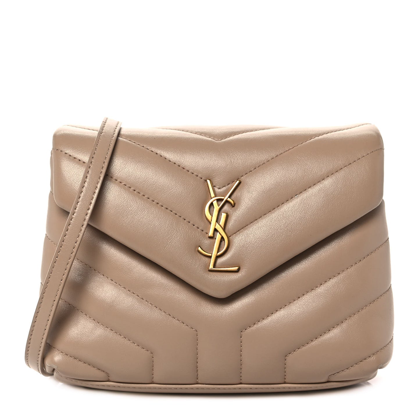 Calfskin Y Quilted Monogram Toy Loulou Crossbody Bag Dark Beige
