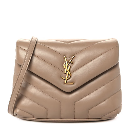 Saint Laurent Calfskin Y Quilted Monogram Toy Loulou Crossbody Bag Dark Beige 1 of 10