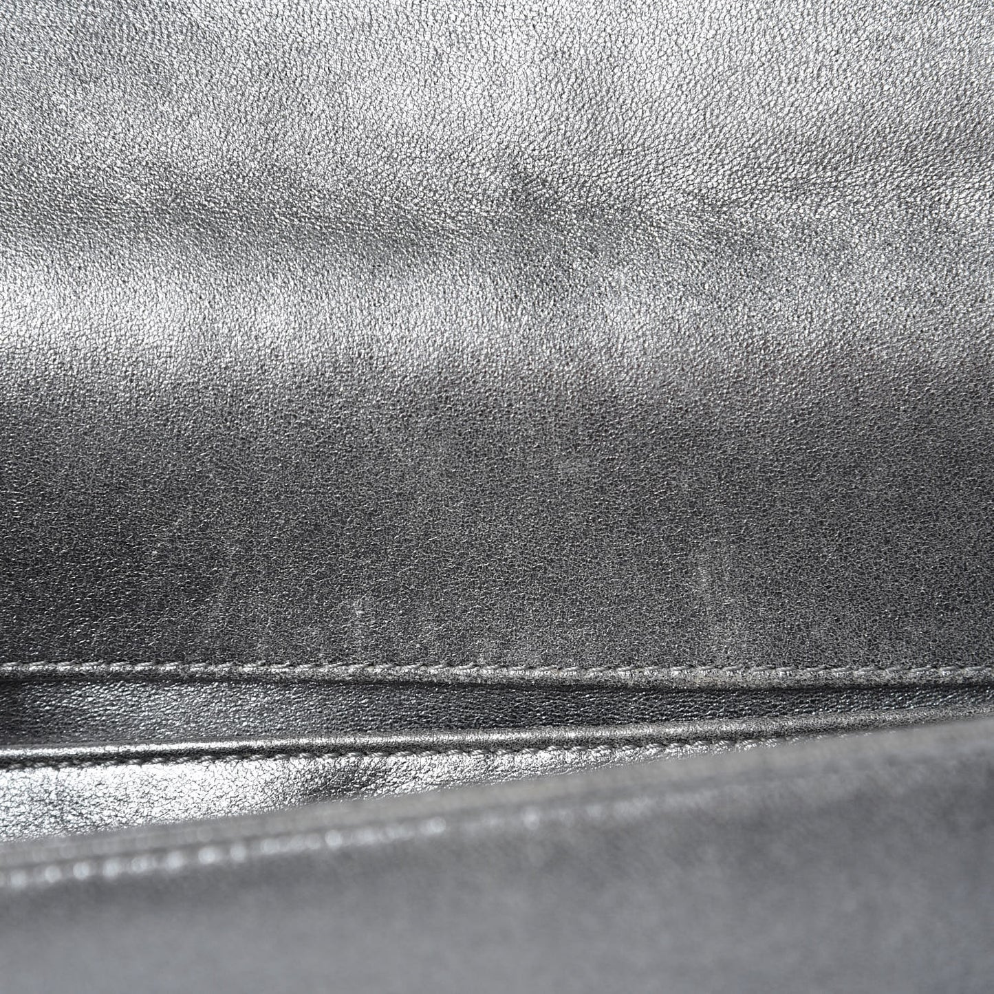 Metallic Lambskin Embellished Medium Boy Flap Silver