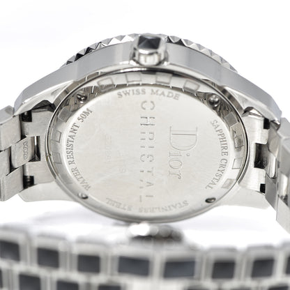 Christian Dior Stainless Steel Diamond Sapphire 33mm Christal Quartz Watch Black 5 of 7