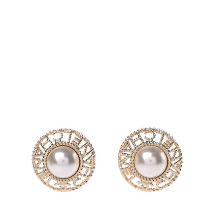 Chanel Pearl CC Round Rope Logo Earrings Gold 1 of 6