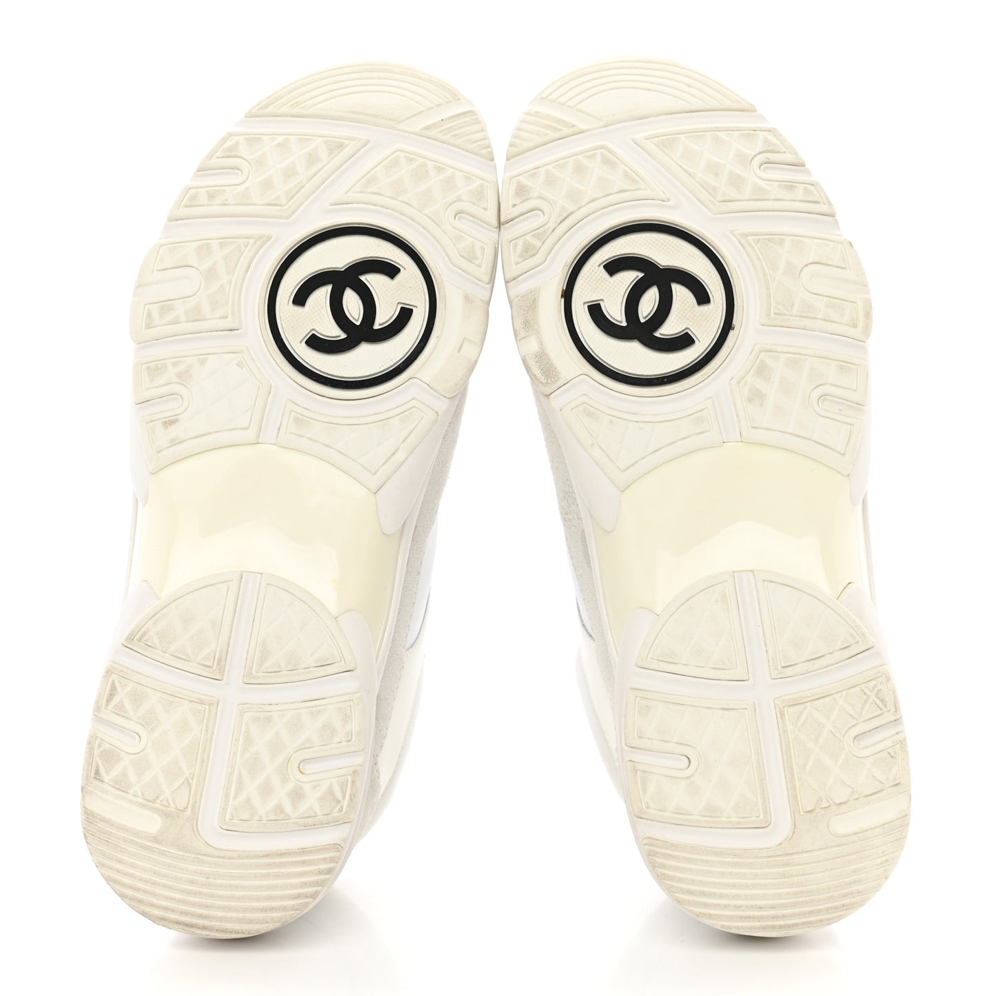 Suede Calfskin Fabric CC Sneakers 35.5 White