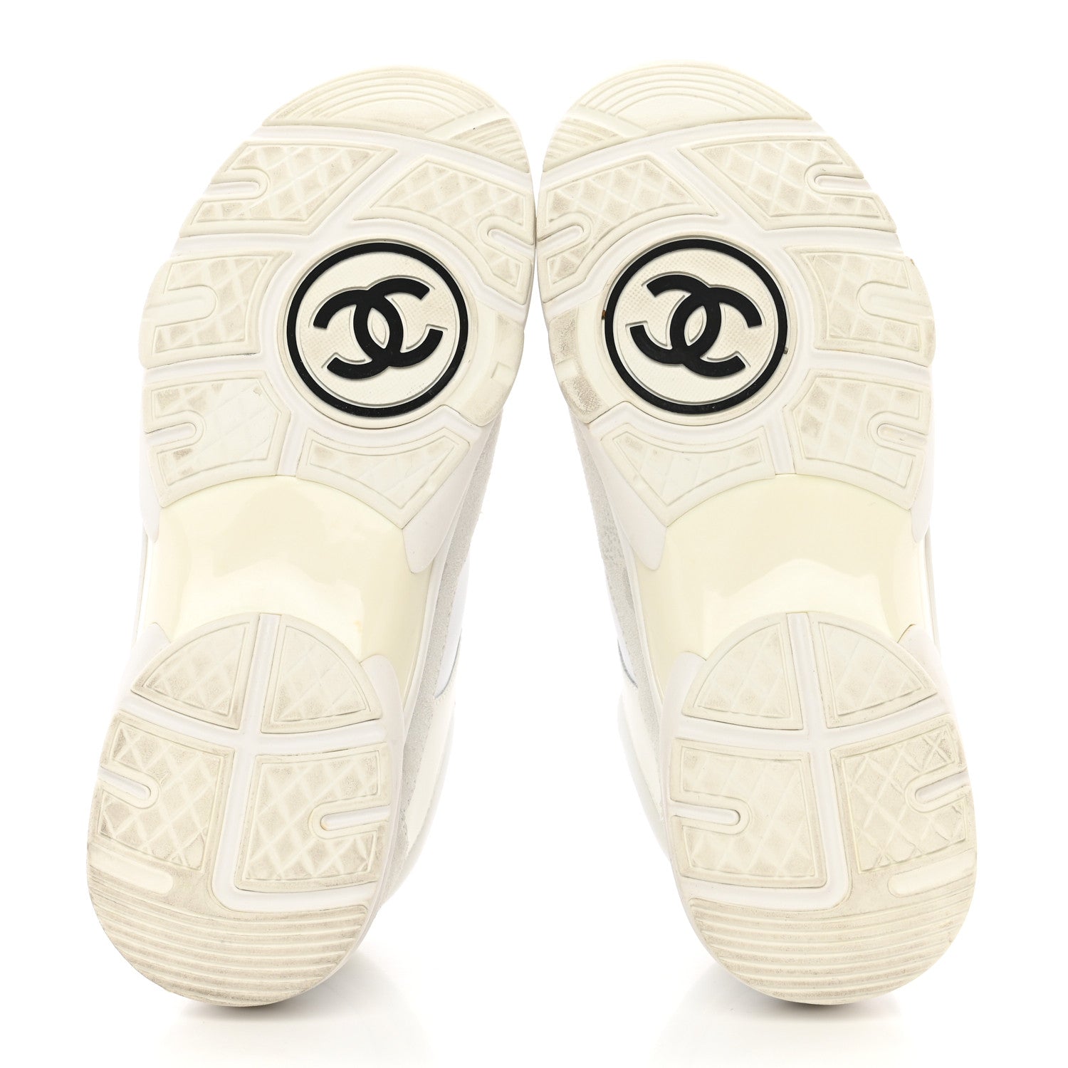 Chanel Suede Calfskin Fabric CC Sneakers 35.5 White 5 of 17