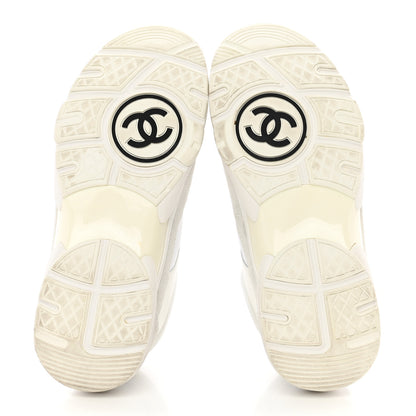 Chanel Suede Calfskin Fabric CC Sneakers 35.5 White 5 of 17