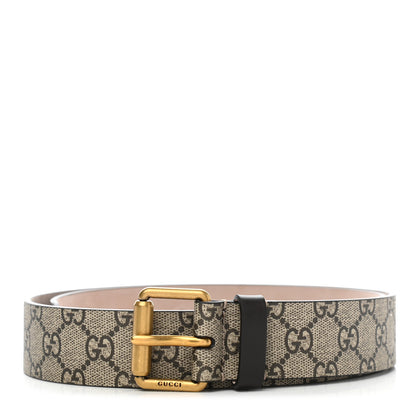 Gucci GG Supreme Monogram Selleria Calfskin Tiger 35mm Belt 95 38 Beige Ebony Multicolor Cocoa 1 of 6