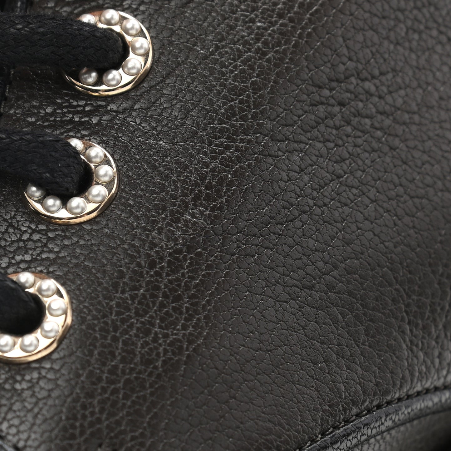 Goatskin Pearl Lace Up CC Short Boots 41.5 Brown Black