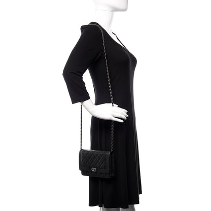 Chanel Caviar Quilted Boy Wallet On Chain WOC Black 2 of 13