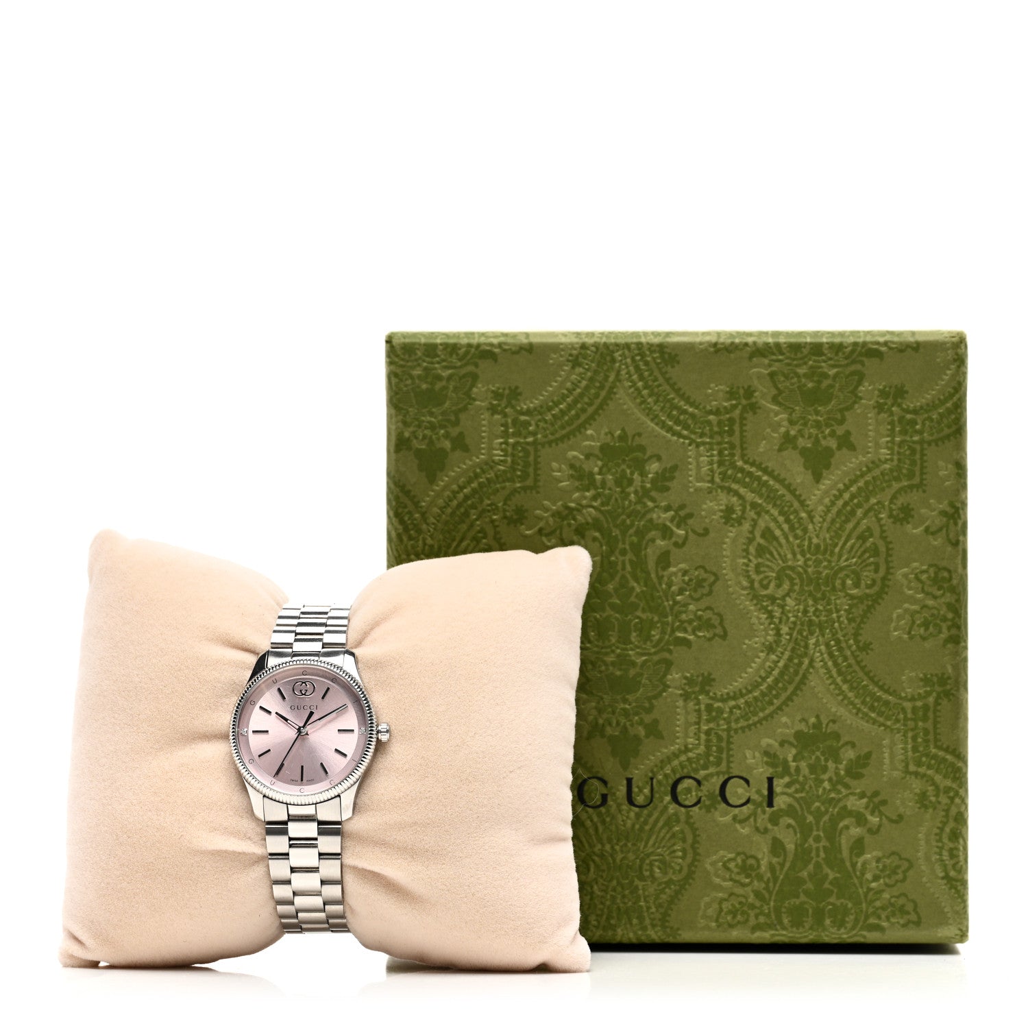 Gucci Stainless Steel Diamond 29mm G-Timeless Quartz Watch Pink 5 of 5