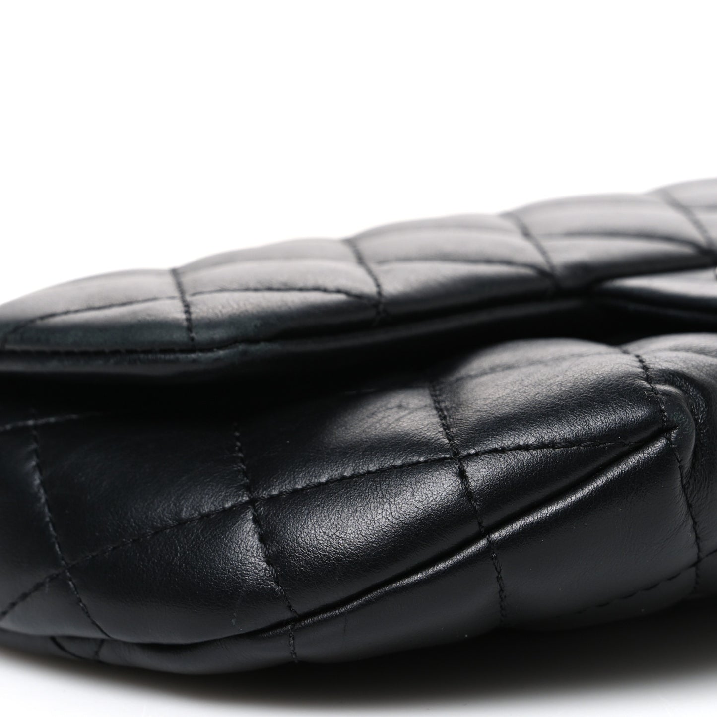 Calfskin Quilted CC Uniform Flap Belt Bag Black