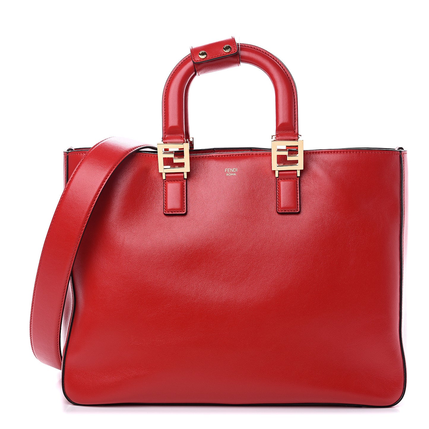 Vitello Glacier Medium FF Tote Rosso Cardinale