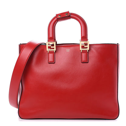 Fendi Vitello Glacier Medium FF Tote Rosso Cardinale 1 of 9