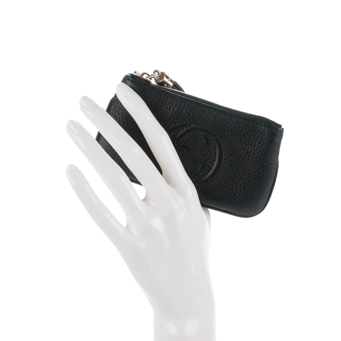 Pebbled Calfskin Soho Key Case Black