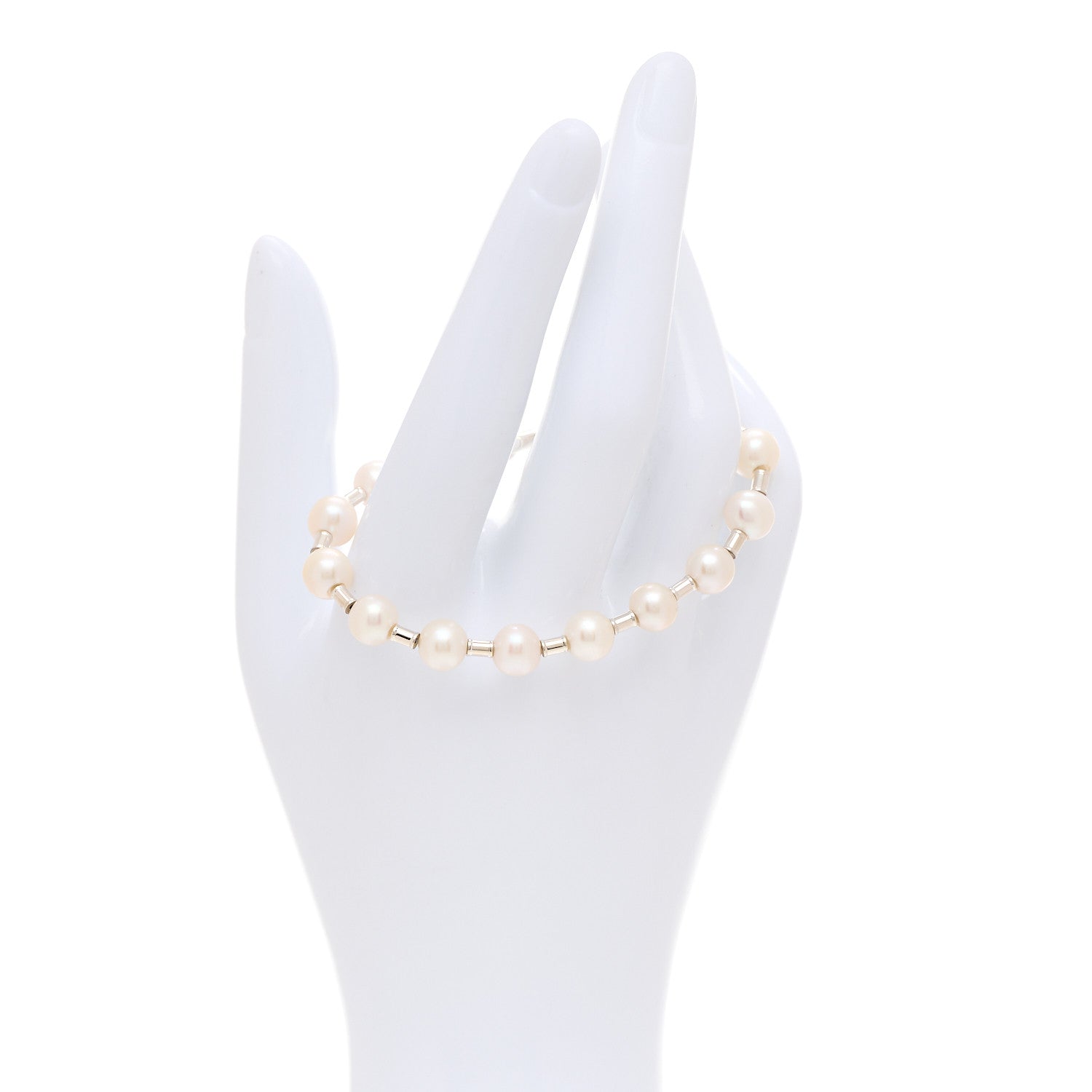 Tiffany Sterling Silver Freshwater Cultured Pearl 7-8mm HardWear Bracelet 2 of 5