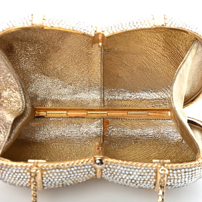 Judith Leiber Swarovski Crystal Minaudiere Clutch Gold Silver 5 of 9