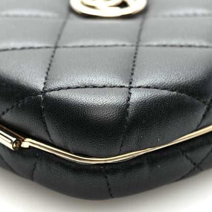 Chanel Lambskin Quilted Compact Vanity Case Purse With Chain Black 10 of 10