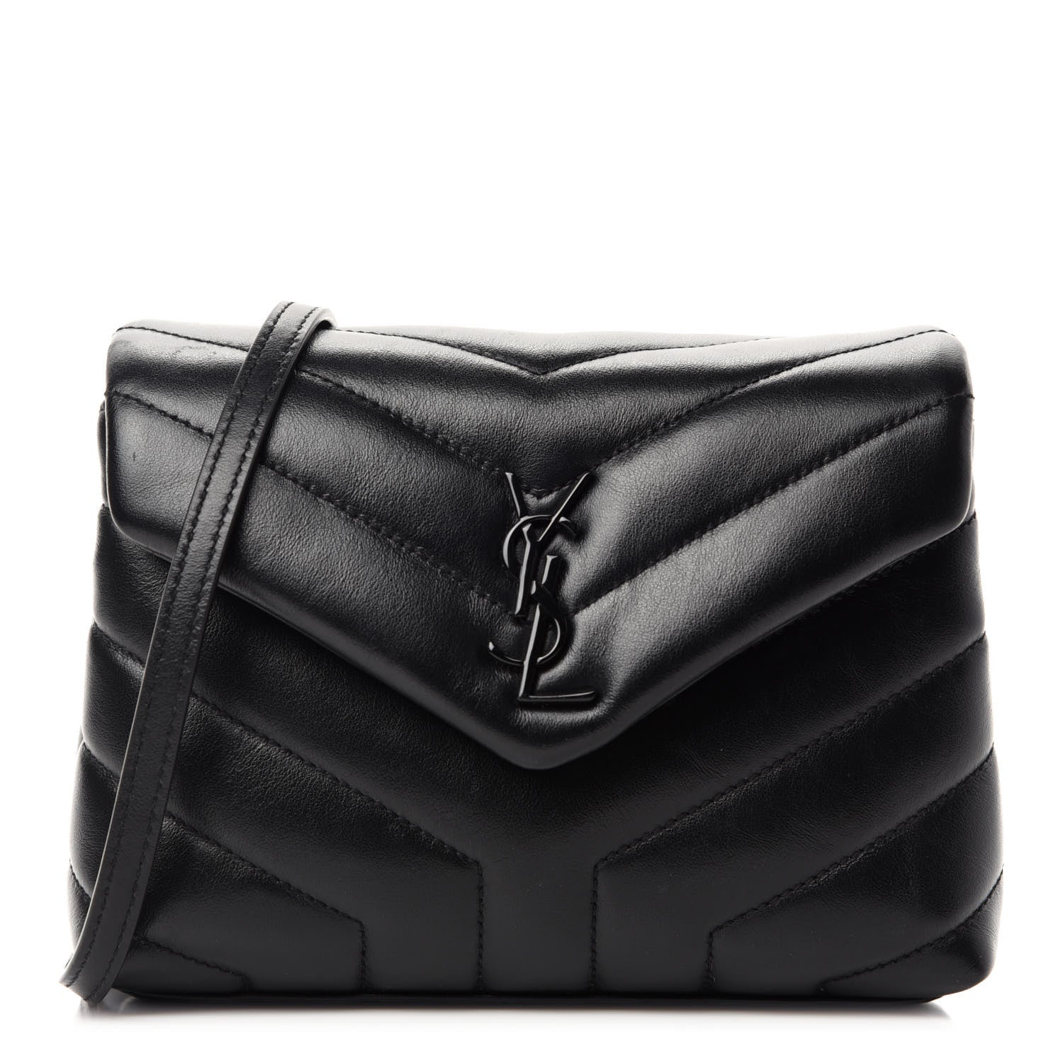 Saint Laurent Calfskin Y Quilted Monogram Toy Loulou Crossbody Bag Black 1 of 11
