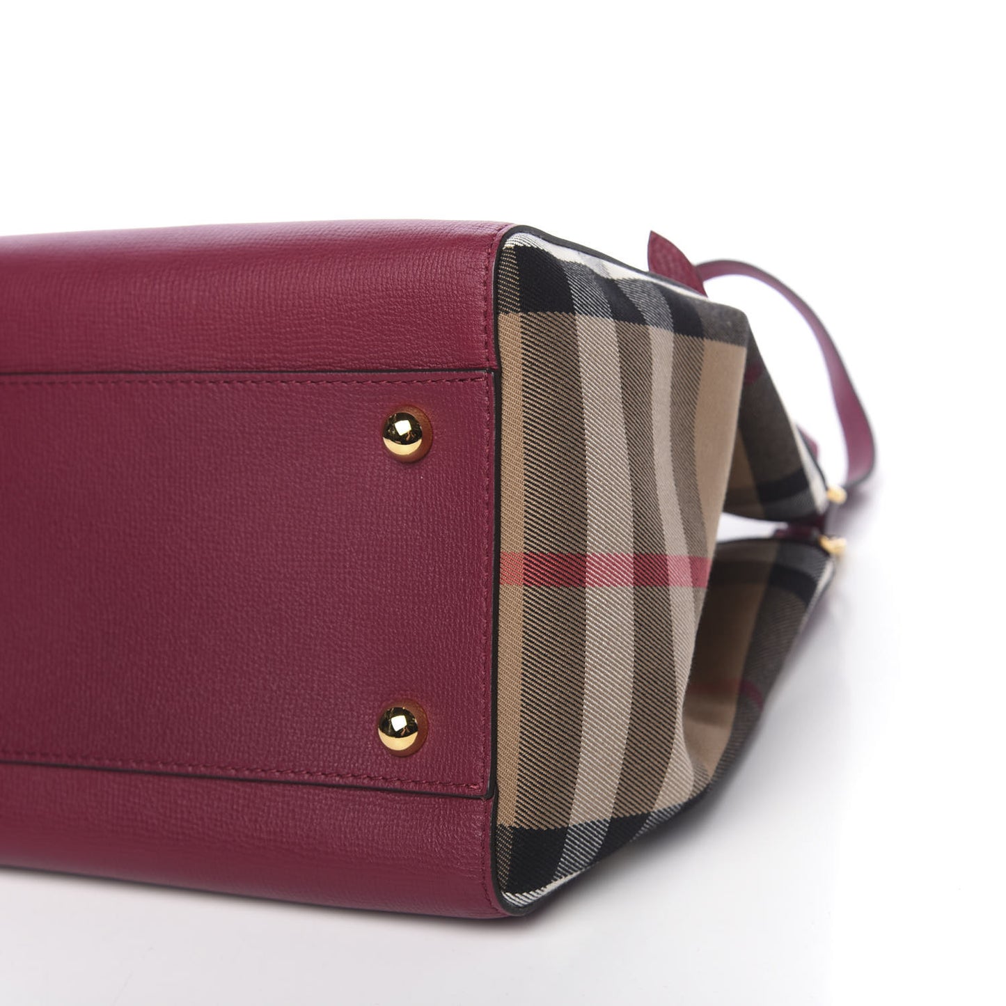 Grainy Calfskin House Check Small Canterbury Tote Berry Pink