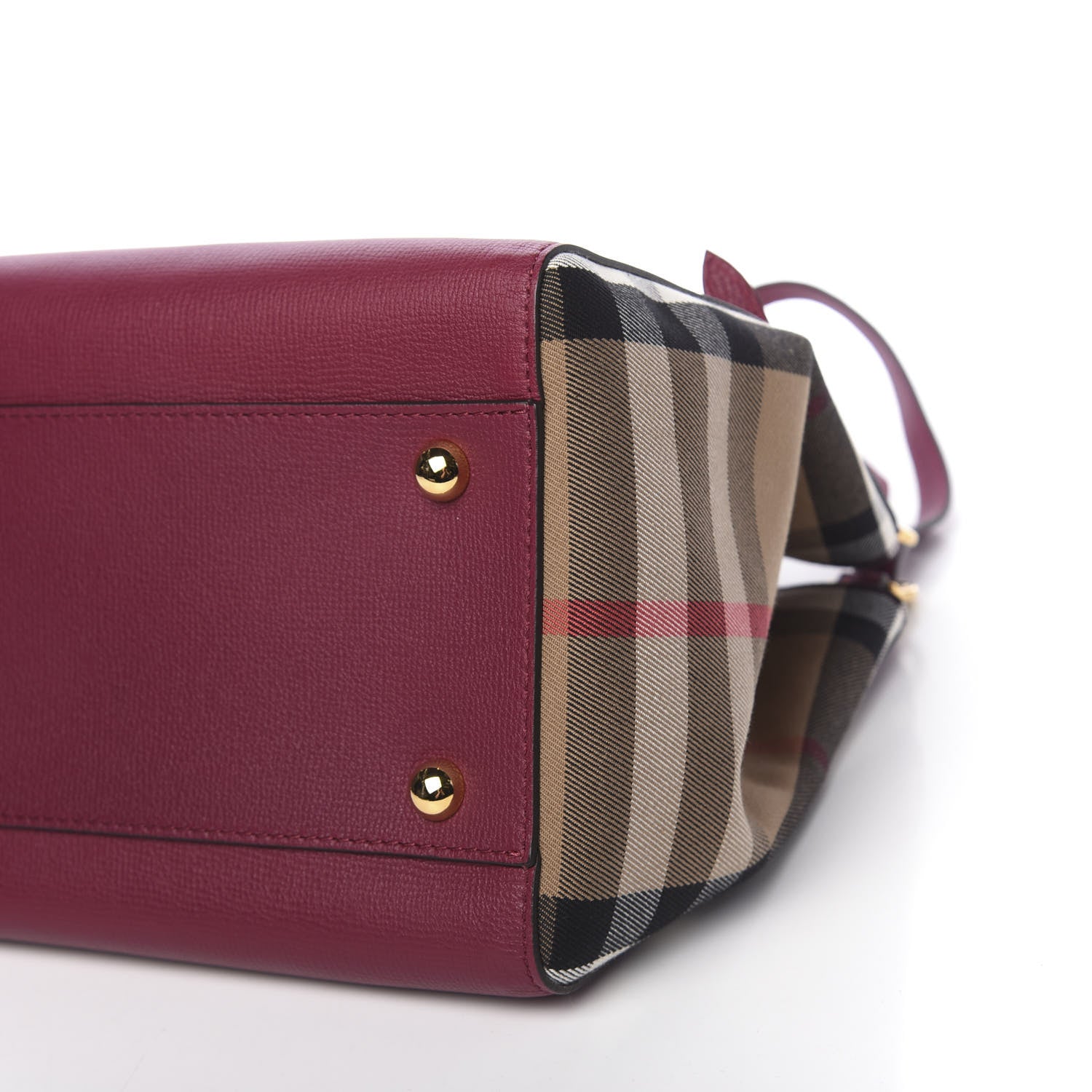 Burberry Grainy Calfskin House Check Small Canterbury Tote Berry Pink 11 of 12