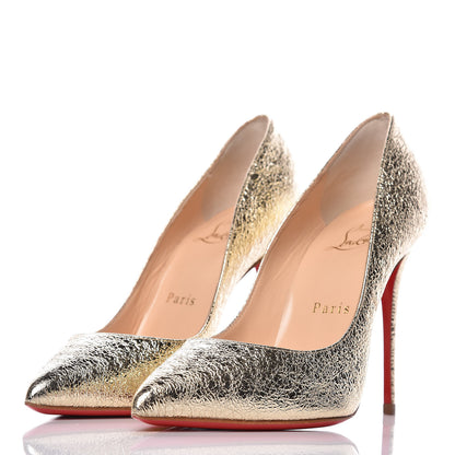 Christian Louboutin Metallic Crinkled Nappa Pigalle Follies 100 Pumps 35 Platine 3 of 7
