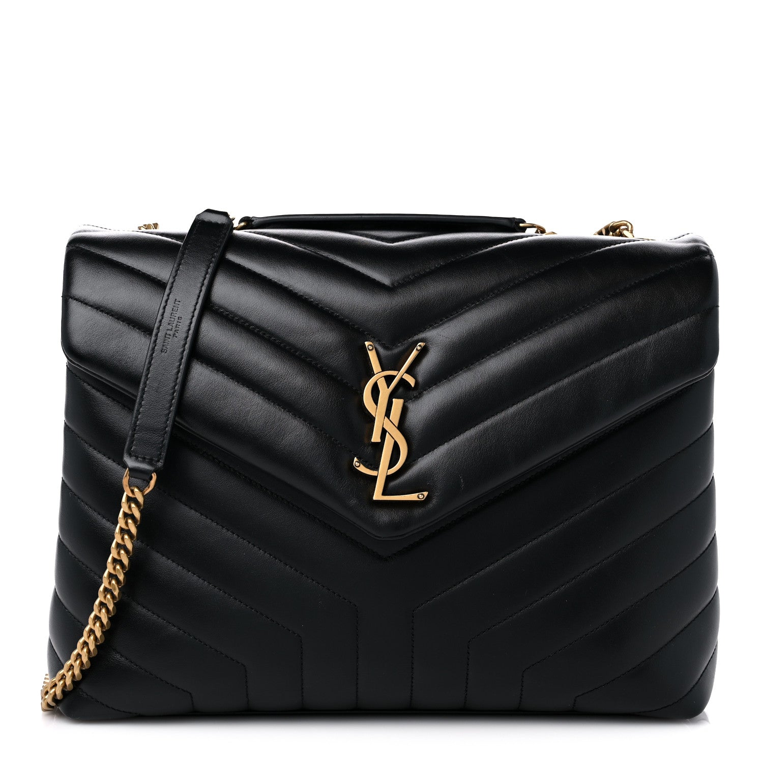 Saint Laurent Calfskin Y Quilted Monogram Medium Loulou Chain Satchel Black 1 of 13