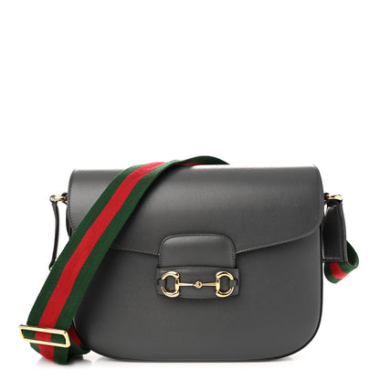 Gucci Azalea Calfskin Web Horsebit 1955 Shoulder Bag Graphite Grey 1 of 9