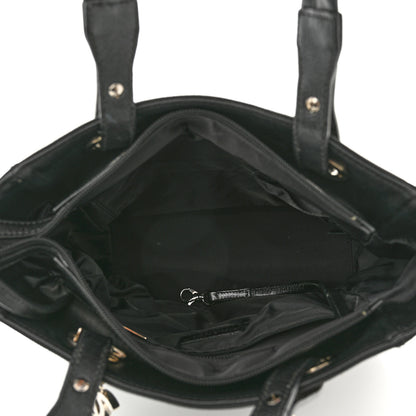 Chanel Coated Canvas Quilted Small Paris Biarritz Tote Black 5 of 10