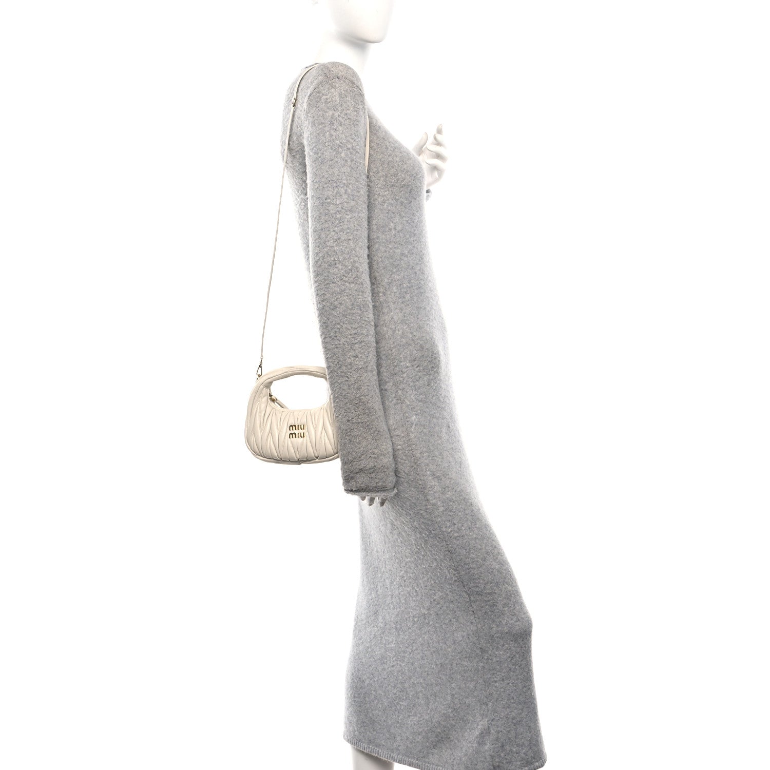 Miu Miu Nappa Matelasse Mini Wander Hobo White 2 of 9