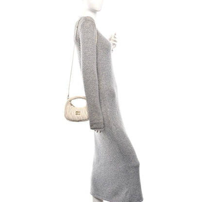 Miu Miu Nappa Matelasse Mini Wander Hobo White 2 of 9