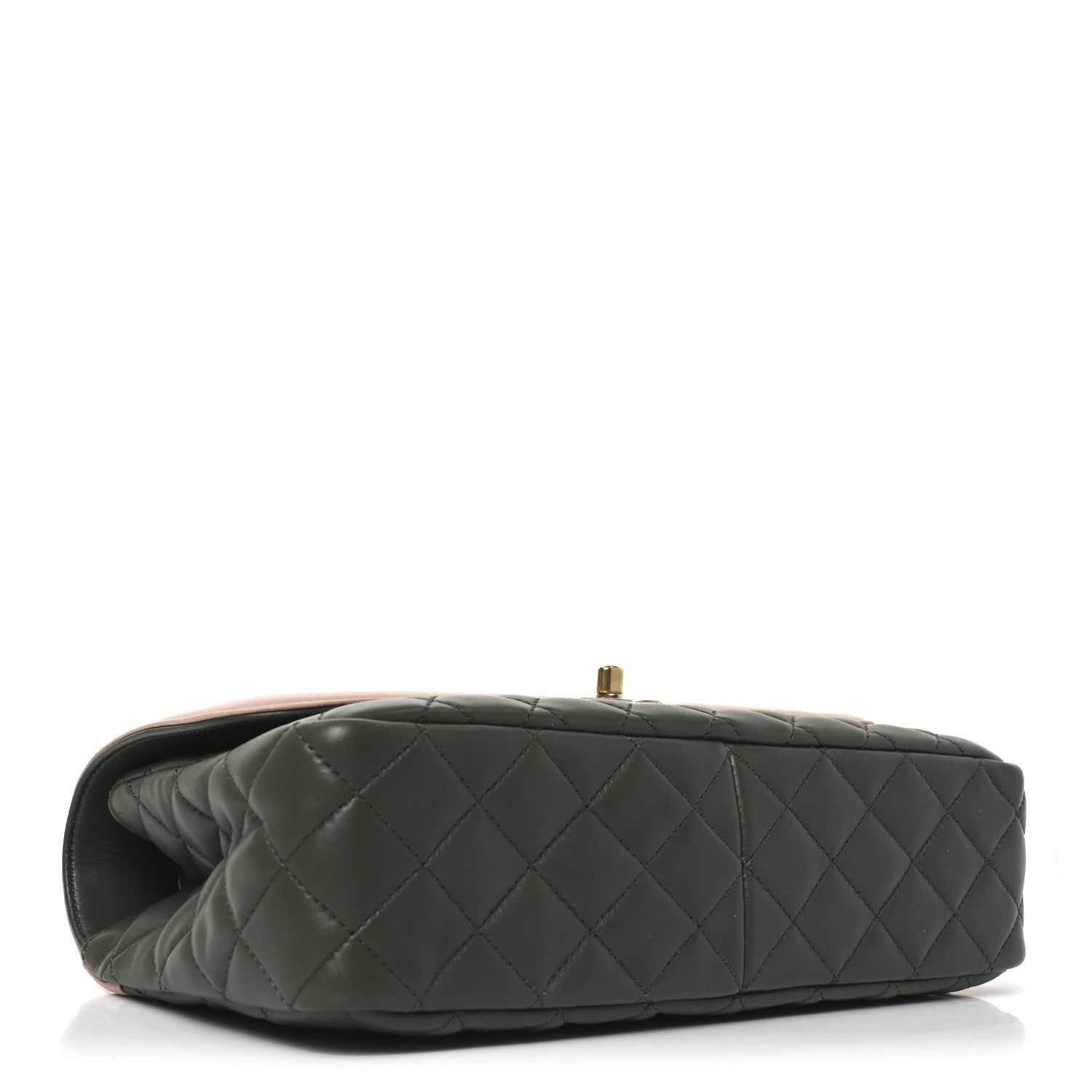 Chanel Lambskin Quilted Medium Bi-Color Flap Green Pink 4 of 10
