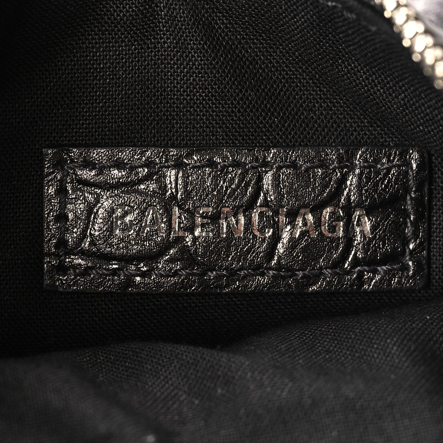 Extra Supple Calfskin Crystal Crocodile Embossed Le Cagole Shoulder Bag XS Gunmetal