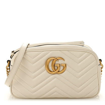 Gucci Calfskin Matelasse Small GG Marmont Chain Shoulder Bag White 1 of 11