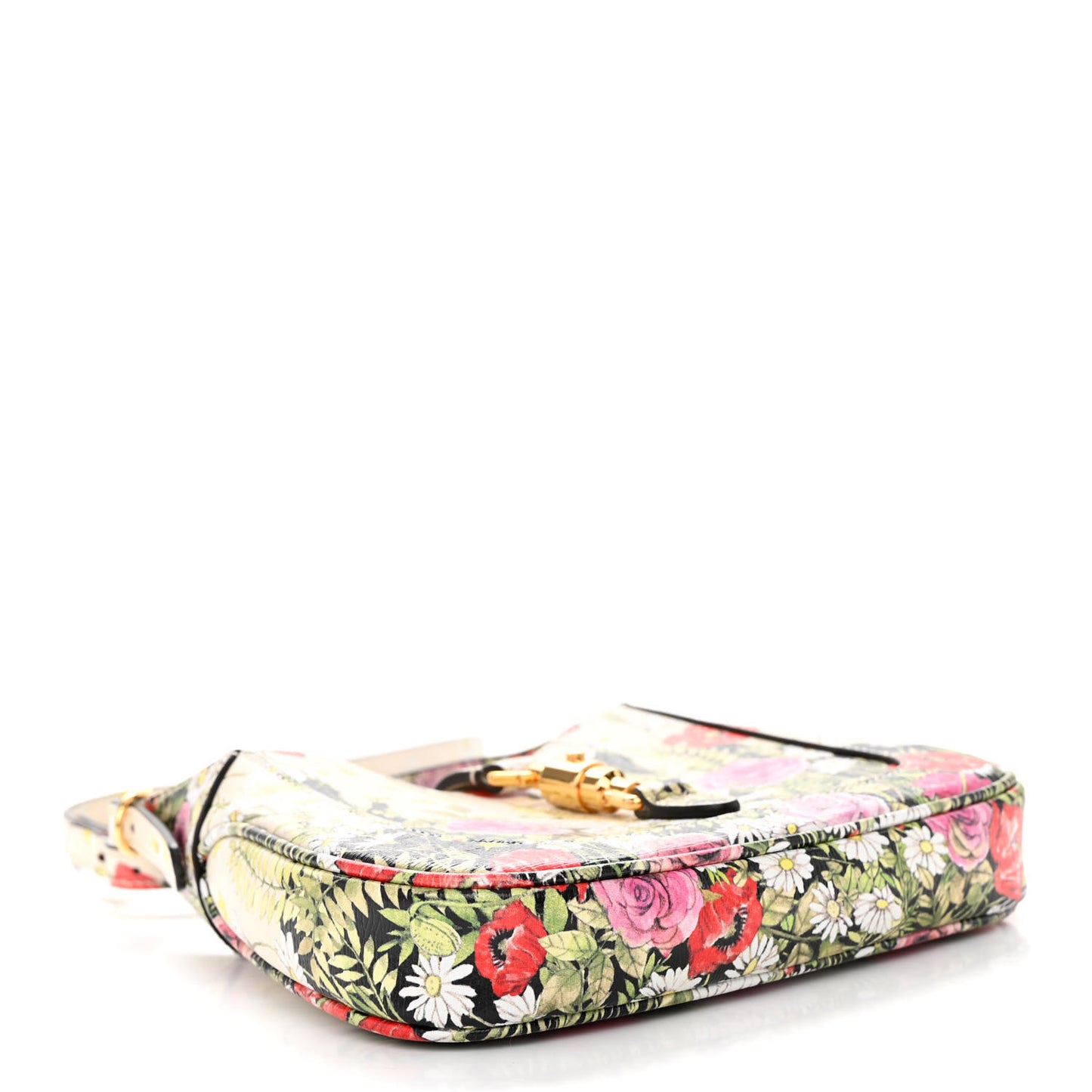 X YUKO HIGUCHI Shangai Calfskin Floral Print Mini Jackie 1961 Hobo White Multicolor