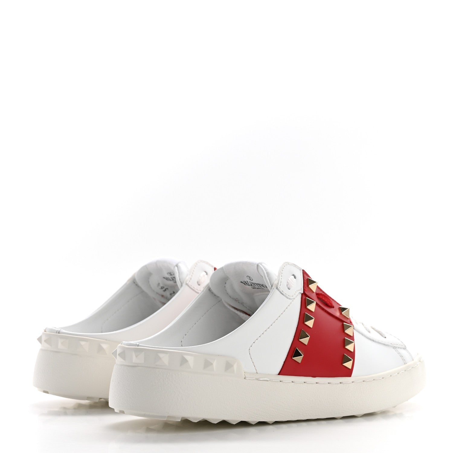 Valentino Garavani Calfskin Untitled Rockstud Slide Sneakers 36.5 White Red 4 of 10