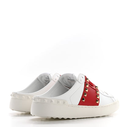 Valentino Garavani Calfskin Untitled Rockstud Slide Sneakers 36.5 White Red 4 of 10